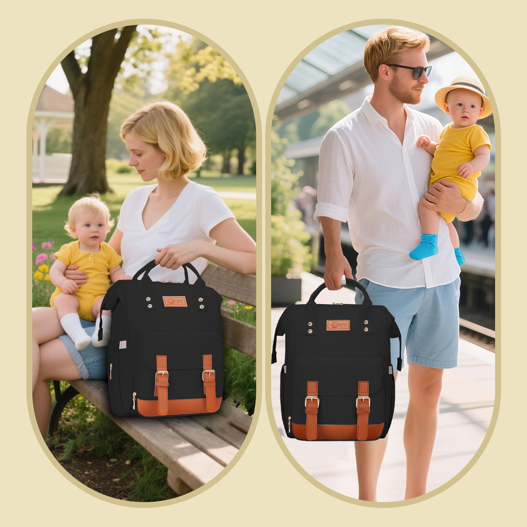 Stillithou Diaper Bag Backpack for Women, Large Capacity Baby Diaper Backpack with Wet Dry Pockets, Stroller Straps & Insulated Pockets - Travel Daily Use Shopping, Black