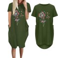 thumbnail image 2 of Vestido suelto de manga corta informal con estampado floral de moda de verano para mujer con bolsillo y cuello redondo Pompotops ghjkhdj11972, 2 of 5