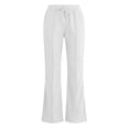 thumbnail image 6 of Kvture Womens Casual Loose Drawstring Elastic Waist Wide Leg Lounge Pants Lightweight Baggy Sweatpants Joggers with Pocket White Pant M, 6 of 7