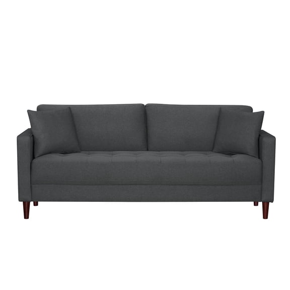 Contemporary Sofa Gray Fabric Upholstered Plush Cushion Tufted Detail Living Room Furniture 1pc