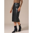 thumbnail image 2 of DARING DIVA Women's PU Leather Midi Party Split Back Bodycon Pencil Skirt X-Small Black, 2 of 6