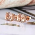 thumbnail image 3 of 4 CT Cushion Cut Lab Created Peach Morganite Stud Earrings 14K Rose Gold Plated, 3 of 4