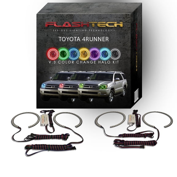 Flashtech RGB Multi Color Changing LED Halo kit for 2003-2005 Toyota 4Runner Headlights