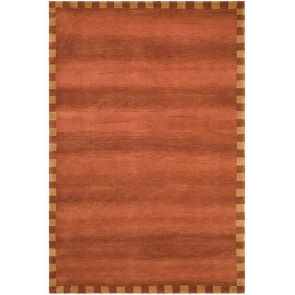 SAFAVIEH Tibetan Calista Solid Bordered Wool Area Rug, Rust, 6' x 9'