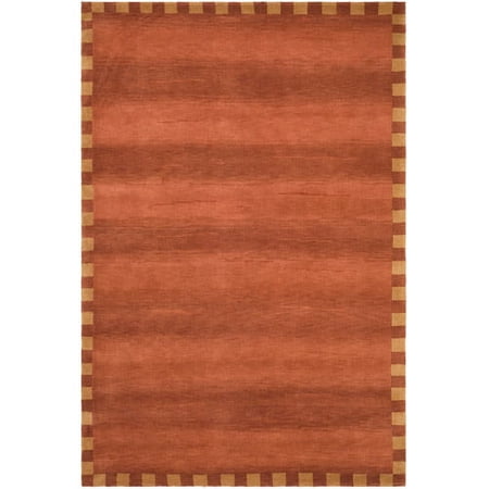 SAFAVIEH Tibetan Calista Solid Bordered Wool Area Rug, Rust, 6' x 9'