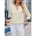 thumbnail image 3 of Womens V Neck Casual Hollow Out Eyelet Embroidered Blouses Shirts Beach Cover Up Tops Dressy Light  L, 3 of 8