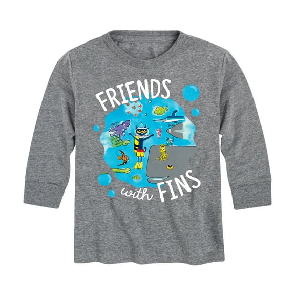 Pete The Cat - Friends With Fins - Toddler And Youth Long Sleeve Graphic T-Shirt