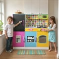 thumbnail image 2 of COCLUB Play Kitchen, Wooden Kids Kitchen Playset with Chalkboard, Ice Maker, Play Phone, Cookware Accessories, Microwave Toy Kitchen Gift for Boys Girls Age 3-8 Colour, 2 of 9