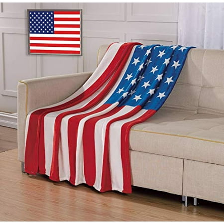 Décor&More July 4th Stars & Stripes American Flag Ultra Lush Oversized Throw Blanket (50
