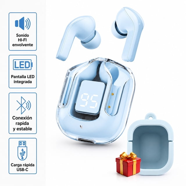 Audífonos Bluetooth inalámbricos Comerliv Pro cancelación de ruido color azul claro