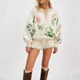 thumbnail image 4 of Cute Sweatshirts for Womens Y2K Preppy Graphic Crewneck Long Sleeve Sweatshirt Fall Cropped Oversized Trendy Soft Floral Print Sweatshirt for Women Daily Travel Office Outfits, White 2XL, 4 of 6