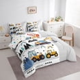 thumbnail image 3 of jejeloiu Modern Bulldozer Crane 7-Piece Twin Bedding Sets,Construction Vehicles Excavator Bedding Comforter Set,Gray White Yellow Sheet Sets For Boys Teens,Microfiber Bedroom Decor Reversible, 3 of 8