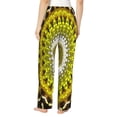 thumbnail image 3 of Goofa Yellow Mandala Printed Soft Pajama Pants for Women, Wide Leg Comfy Casual Lounge Yoga Pants-Large, 3 of 9