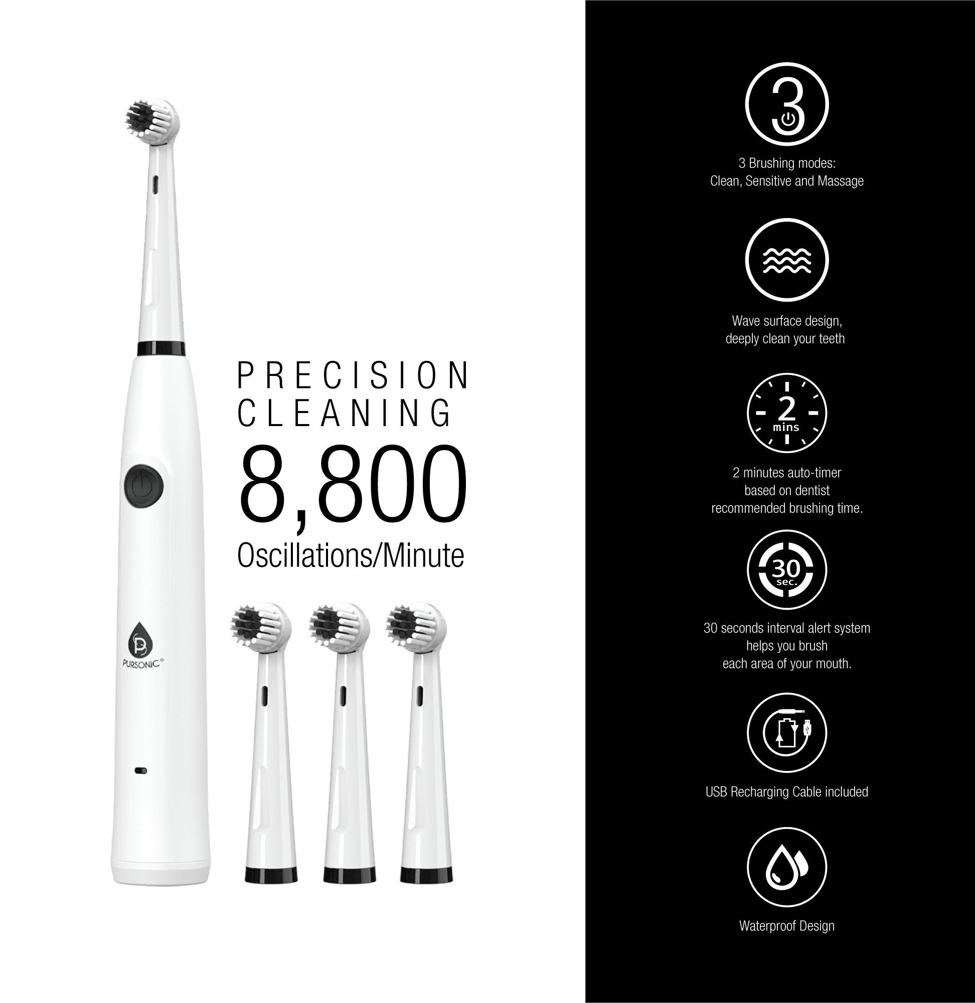 Pursonic - Mario Lopez USB Rechargeable Electric Toothbrush