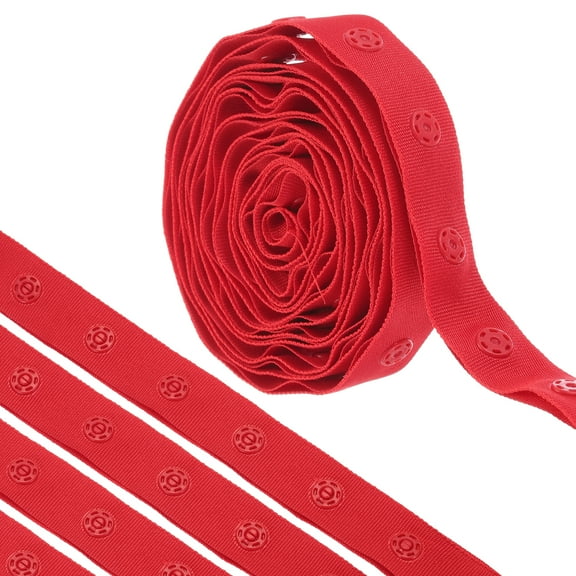 2 Yard Snap Button Tape for Sewing Cotton Snap Button Trim Fastener Buckles Tape for Clothes Fabric DIY, Red