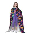 thumbnail image 4 of Honeii mushroom color Skull Print Poncho Cape, Cloak Coat, Snuggly Hooded Wearable Blanket, Hooded Cape For Teenagers,Halloween Costumes-Small, 4 of 7