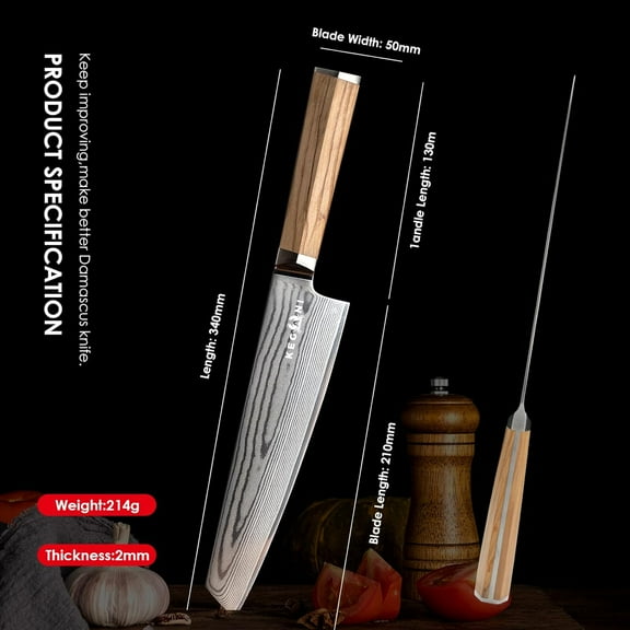 8" Sharp Kiritsuke Knife, Kegani Damascus Japanese Knife Italian Olive Wood FullTang Handle 67 Layers VG-10 Kiritsuke,Japanese Knife with Gift Box & Sheath