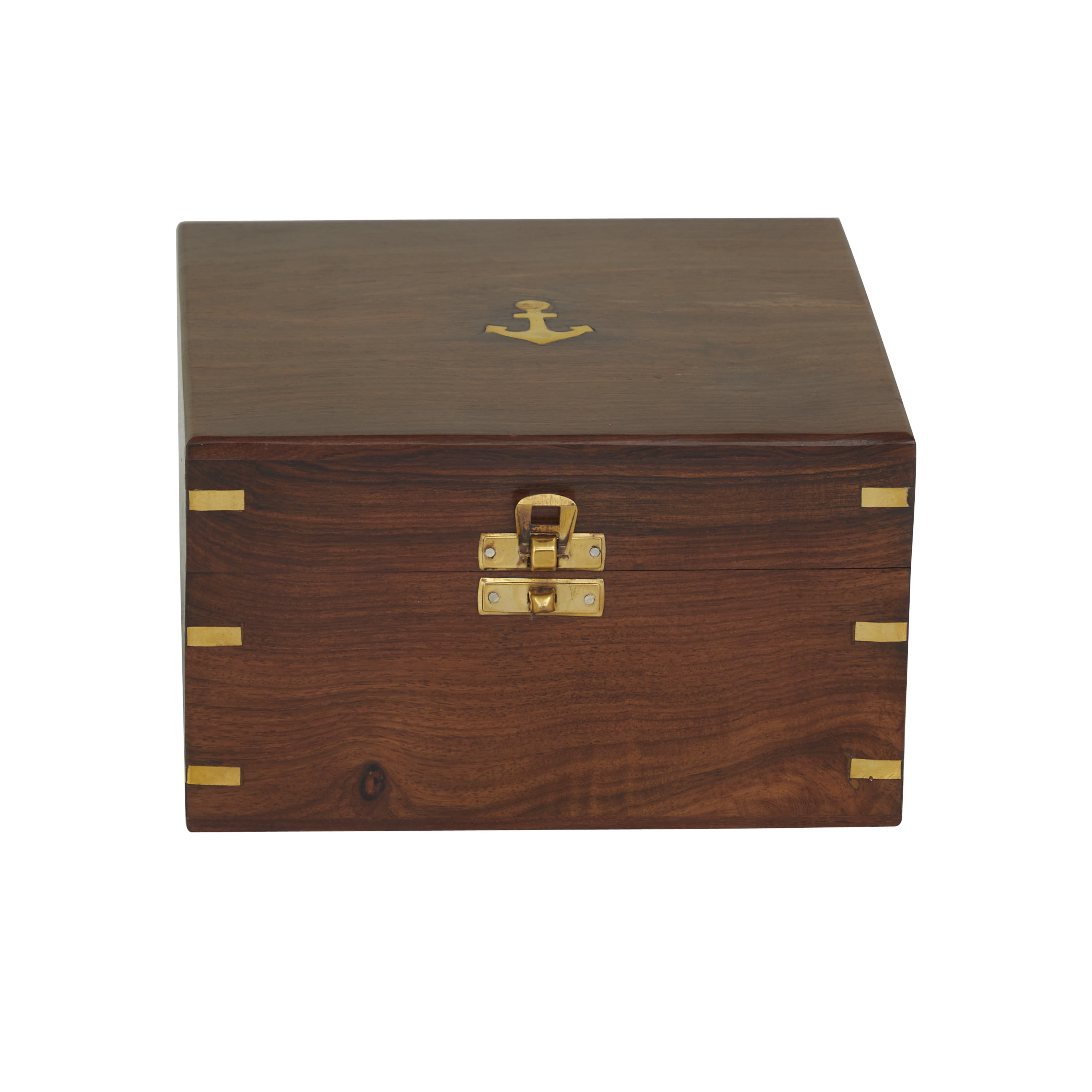 7" Brass Sextant Compass with Decorative Wood Box, by DecMode (2 Count)
