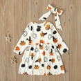 thumbnail image 2 of Dresses For Girls Toddler Kids Baby Pumpkin Print Headbands Outfits Dress 4 Years-5 Years, 2 of 7