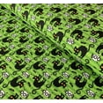 thumbnail image 3 of Halloween Black Cats BOO and Bats on Striped Green 100% Cotton Fabric, 3 of 3