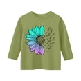 thumbnail image 4 of KAUOD Kids Girls 3/4 Sleeve T-Shirt Casual Printed Flowers Cotton Solid Tee Teen Crewneck Color Block Cute Spring Fall Blouses Tops, 4 of 4