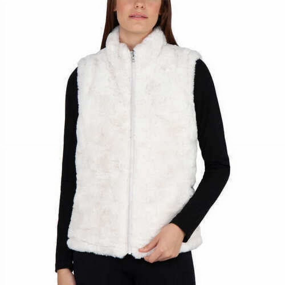 Nicole Miller Women's Reversible Faux Fur Vest ( Ivory, Medium