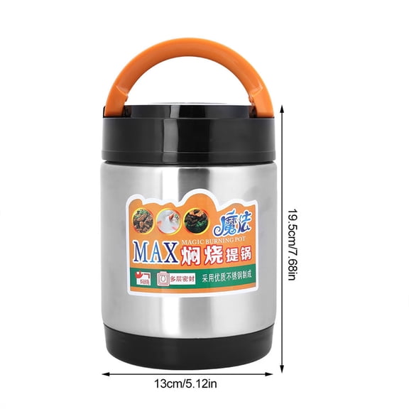 1800ML Stainless Steel Thermal Lunch Box, Leakproof, 3,Layer, Keeps Food Hot/Cold For Hours!