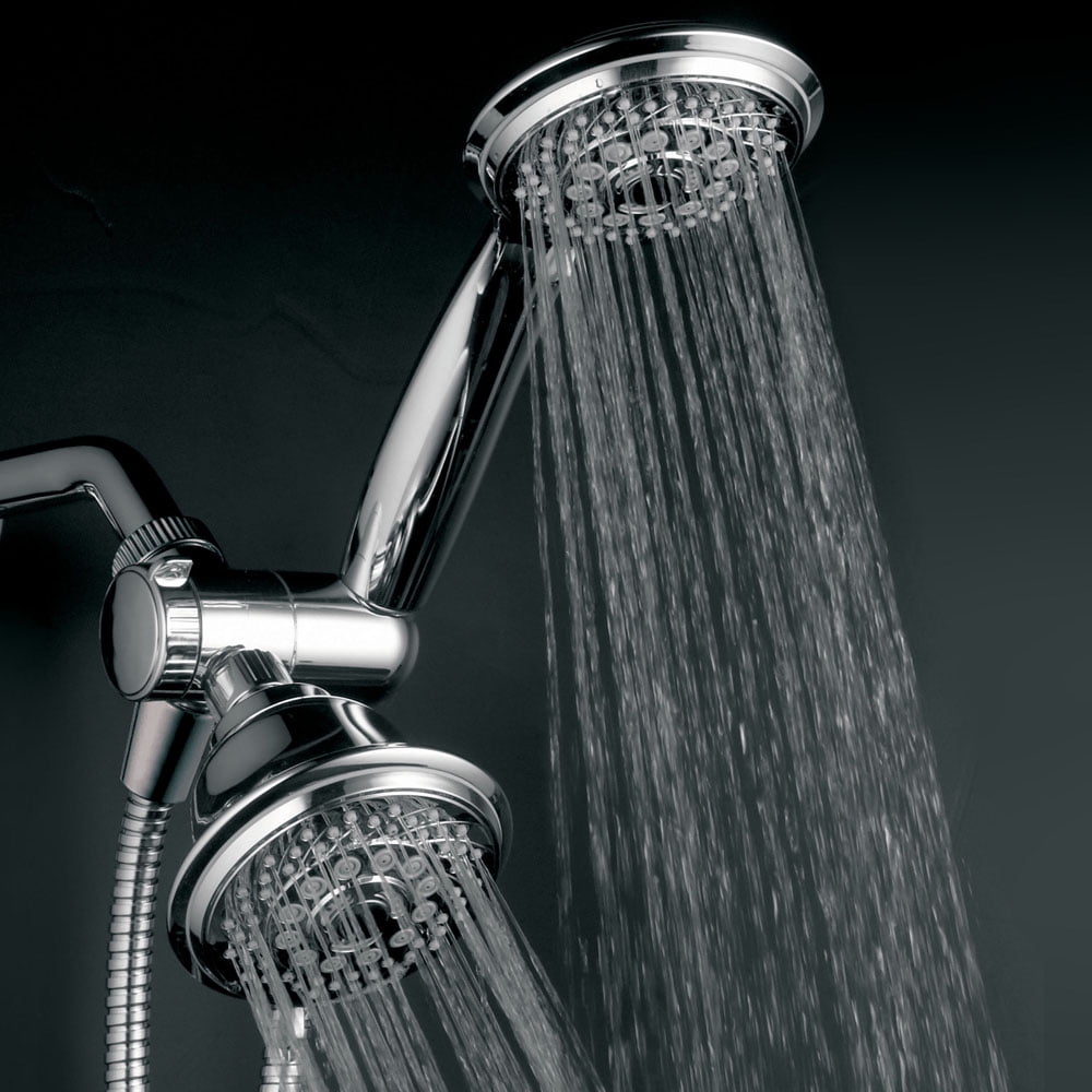 HotelSpa 30-Setting Dual Shower Heads Combo with Extra Long 6 ft. Stainless Steel Shower Hose