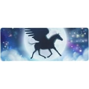 KXMDXA Pegasus Horse Flying in Silhouette against Full Moon Extra Extended Large Gaming Mouse Pad Mat Desk Pad Keyboard Mat 31.5x12 inch