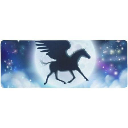 KXMDXA Pegasus Horse Flying in Silhouette against Full Moon Extra Extended Large Gaming Mouse Pad Mat Desk Pad Keyboard Mat 31.5x12 inch