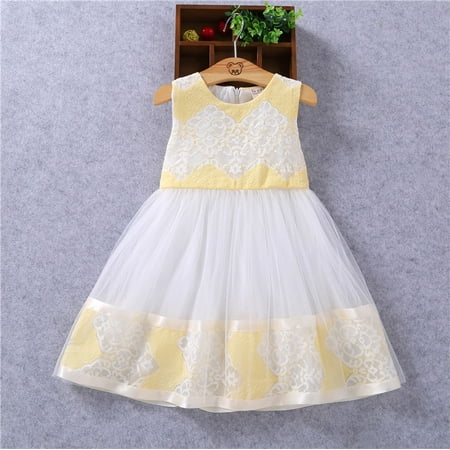 

2-11 T Little Girls Dresses Girls Summer Dresses Sleeveless Mesh Yellow Dresses for Kids Girls，Yellow 3-4 Years