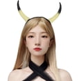 thumbnail image 5 of Diadema con cuernos de diablo, cuerno de bruja Demonio de Halloween para niñas y mujeres, tocados para el Día de los muertos, accesorios para el cabello, cuernos de buey del diablo rojo negro, Co, 5 of 5