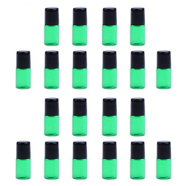 Yinanstore 10X 20 Pieces Mini Small Empty Glass Bottles Essential Oil Bottles - Green, 1ML