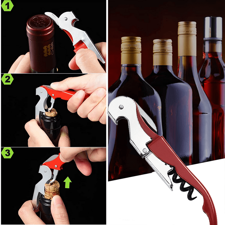 Waiter Corkscrew Wine Opener , Professional Wine Key for Servers, Bartender  with Foil Cutter, Manual Wine Bottle Opener Double Hinged