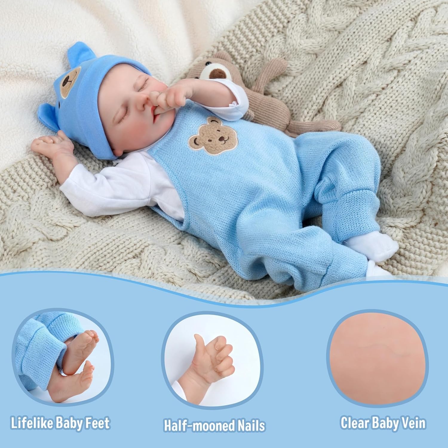 RSG Reborn Baby Dolls Full Cloth Body Real Life Baby Lifelike Reborn Babies with Accessories & Gift Box for Kids Age 3+