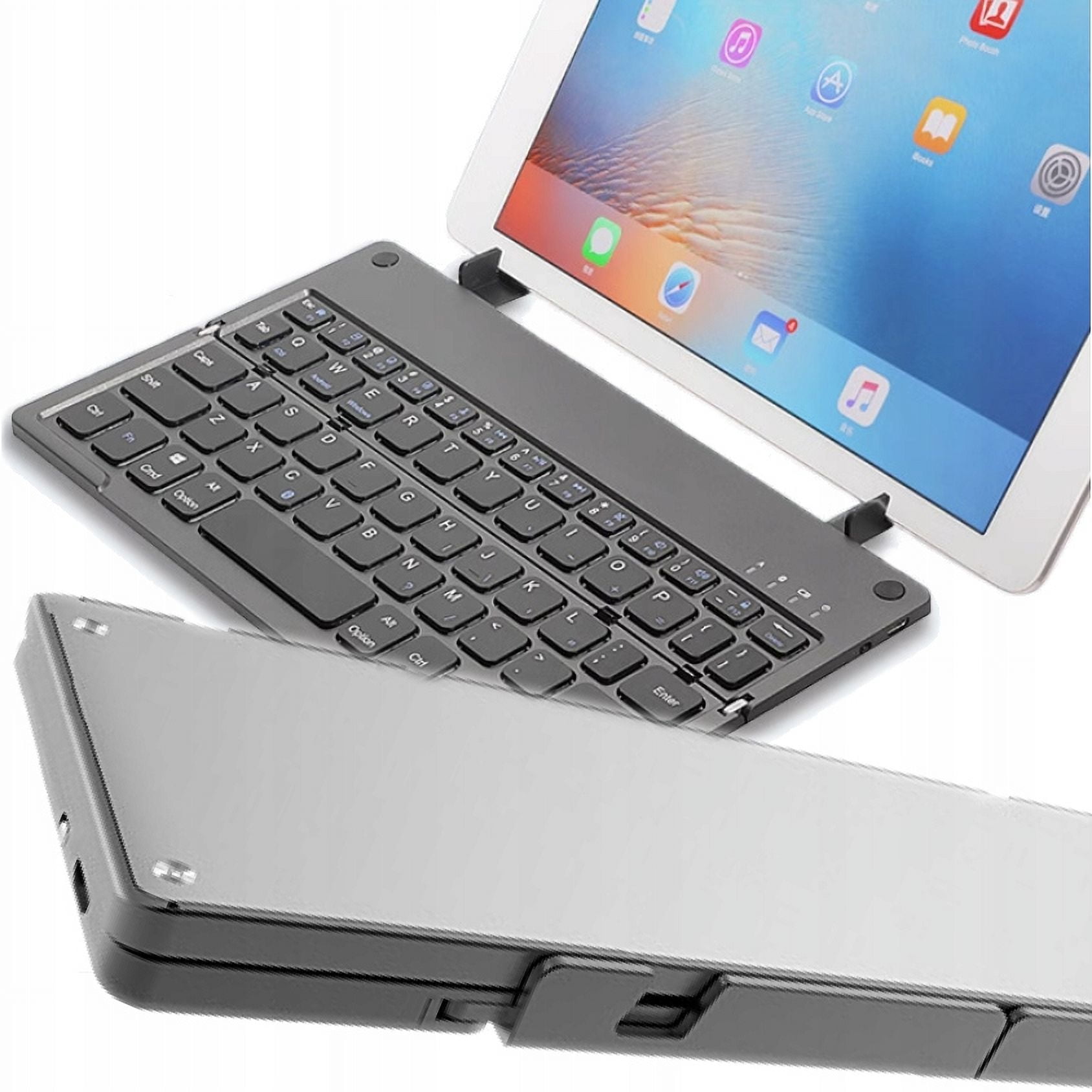 B048 harmonica style built-in stand mini portable folding keyboard type-c charging light sound universal bluetooth keyboard