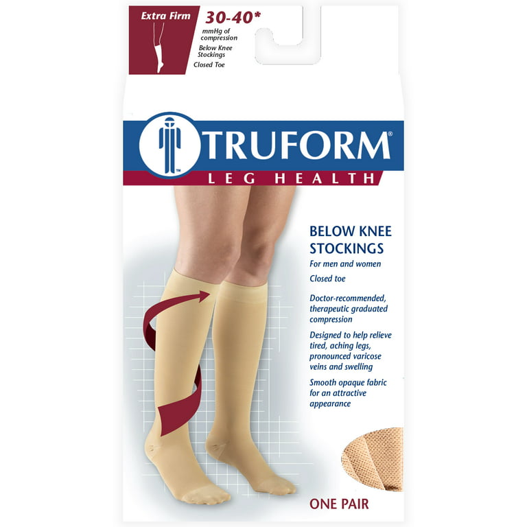 Truform Stockings, Knee High, Closed Toe: 30-40 mmHg, Black, 2X-Large