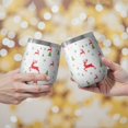 thumbnail image 2 of 12oz Stemless Wine Tumblers White Christmas Reindeer and Tree Pattern Vacuum Insulated Stainless Steel Travel Tumbler Cups Mug with Lid and Straw for Champaign,Cocktail,Beer with Cleaning Brush, 2 of 5