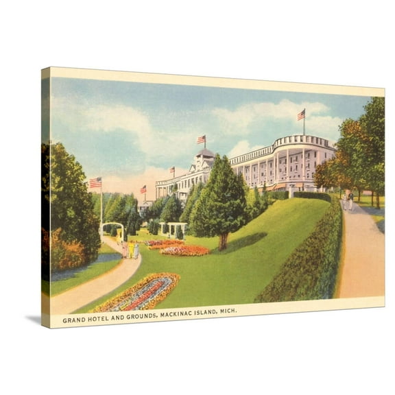 Art.com Grand Hotel, Mackinac Island, Michigan Stretched Canvas Print Wall Art, 36" x 24"