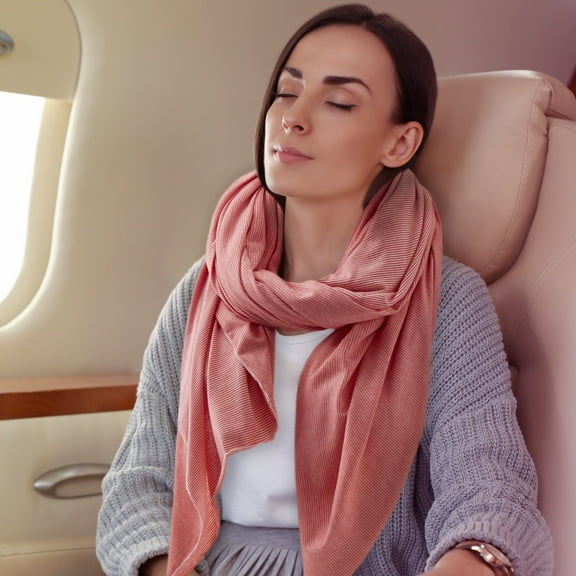 Bucky Jersey Stripe Blanket Scarf, Pink Stripe, 1