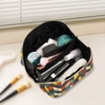 thumbnail image 2 of FORMRS Makeup Bag Travel Cosmetic Organizer for Women Fold Flat Zipper Pouch with Handle, Red Geometric, 2 of 8