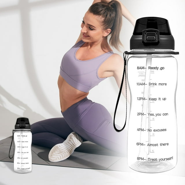 Oleegame 1PC Glass Bottle Material Round Cap 2L Large Capacity Portable Outdoor Sports Water Bottle Clear