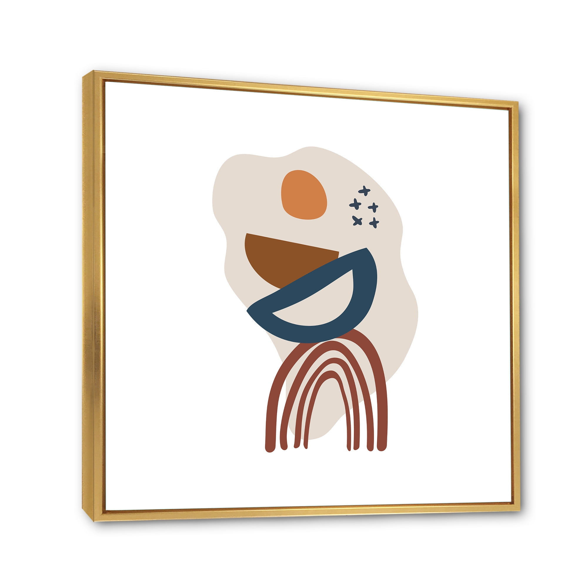 Designart 'Abstract Elementary Shapes In Terracotta Tones I' Modern Framed Canvas Wall Art Print