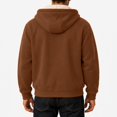 thumbnail image 5 of Winter Coats for Men Long Sleeve Zip Up Thick Winter Jacket Sherpa Fleece Lined Hooded Work Lightweight Oversized Fashion Outerwear with Pockets Brown XL, 5 of 6