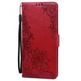 thumbnail image 2 of Nalacover Wallet For Samsung Galaxy A53 5G Case,Stylish Full Protection Embossed Lotus Pattern PU Leather Flip Kickstand Card Slots Shockproof Magnetic Cover with Wrist Strap.Red, 2 of 12