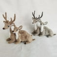 thumbnail image 3 of Flocking Realistic Deer Statue PE Compact Delicate Deer Figurine Office Decor, 3 of 9