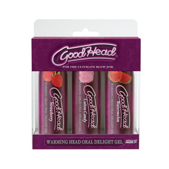 GoodHead Warming Head Oral Delight Gel 2oz Pack of 3 - Strawberry, Cotton Candy & Watermelon