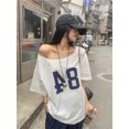 thumbnail image 4 of Y2K Goth Kwaii K-fashion Prints T-shirt T shirt Women Casual Loose Number Crop Top Off Shoulder Sexy Tee Tshirt Woman Clothing, 4 of 24