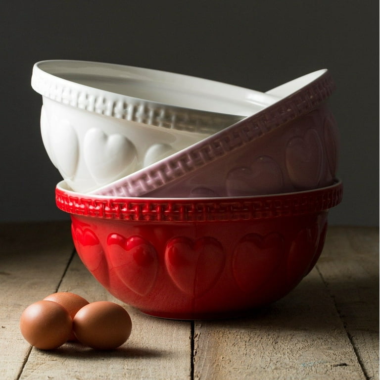 Mason Cash Cream Hearts Mixing Bowl, 4.25 Quart, Large Baking Mason Cash Cream Hearts Mixing Bowl, 4.25 Quart, Large Baking