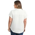 thumbnail image 3 of GRACE & GRANDEUR Women's Plus Size Shirts Lapel Rolled Cuffed Short Sleeve Button-Up Shirt Collared Casual Blouses Tops 3X White, 3 of 5